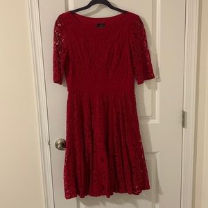 Adrianna Pappell Red Lace Dress - Size 8